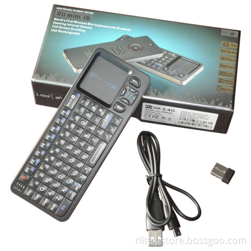 New 2.4G IR Rii Mini I6 Wireless Keyboard Universal Remote Control 2 in 1 Black